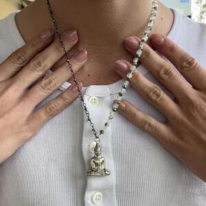 Gorgeous Buddha head necklace two toned